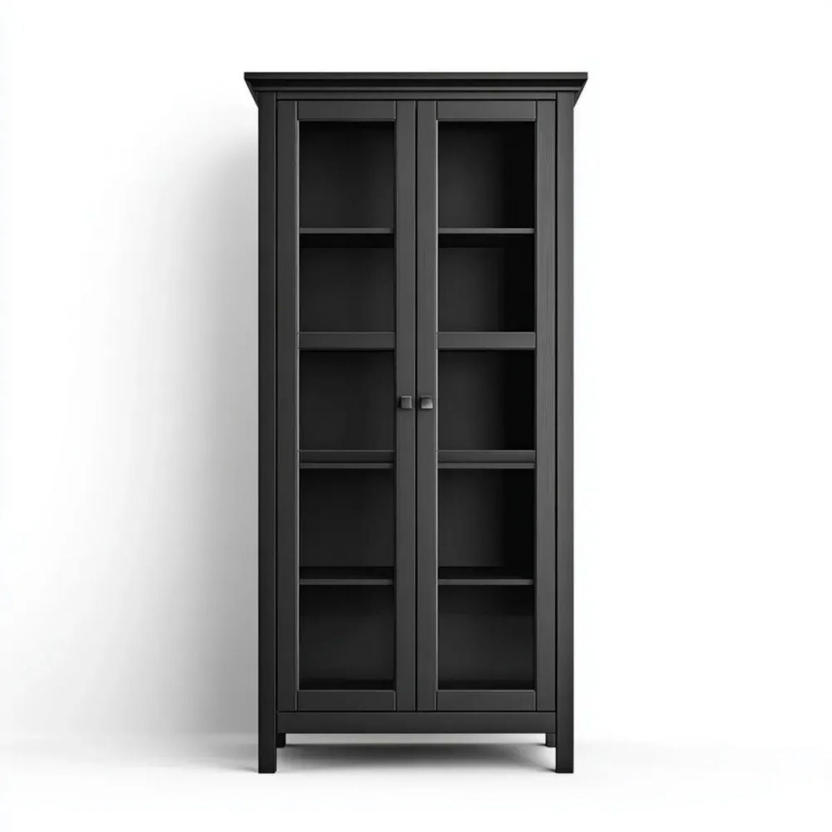 Czarna witryna szklana z MDF 80 x 40 x 180 cm