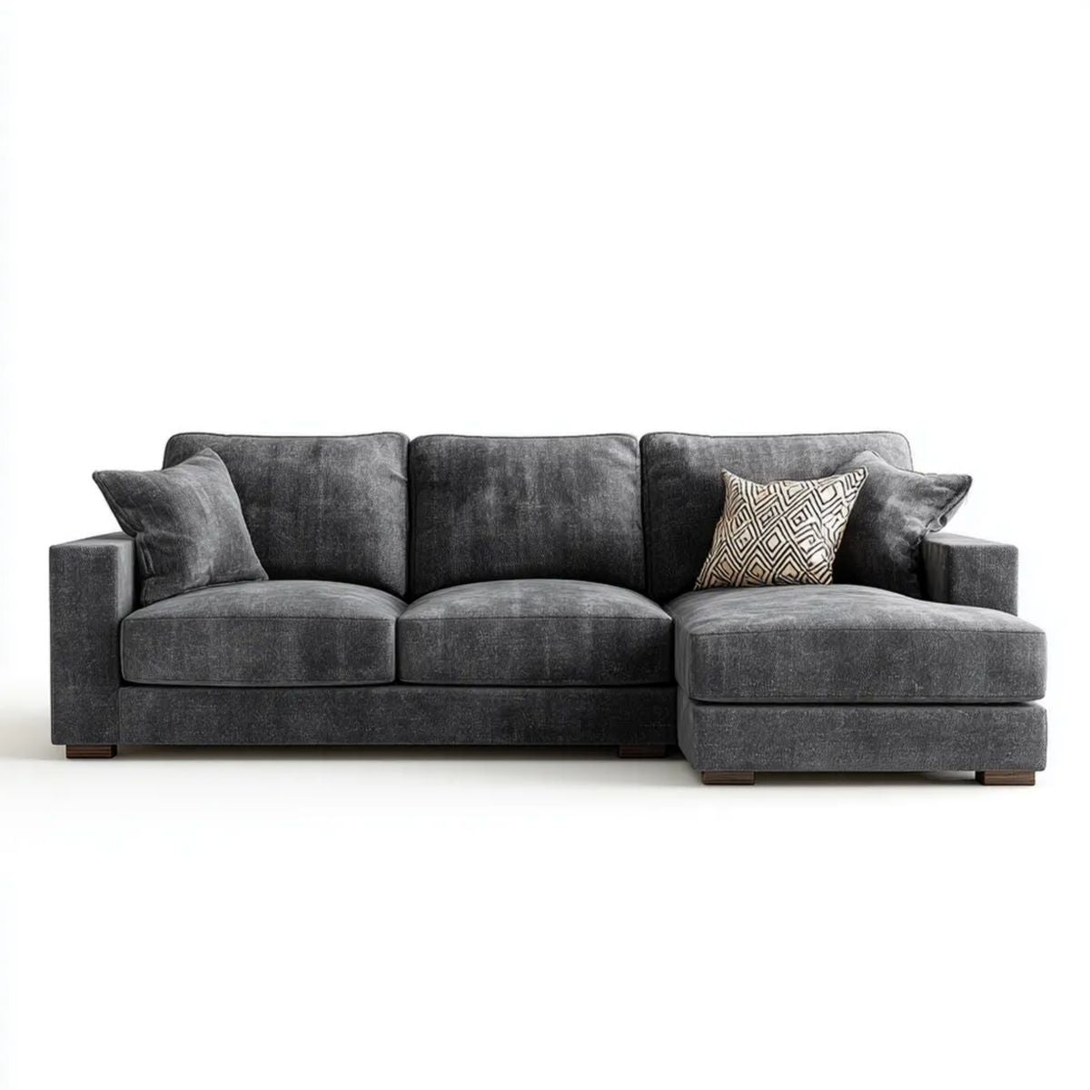 Prawostronna sofa narożna z poliestru, antracytowa, 280 x 160 x 85 cm