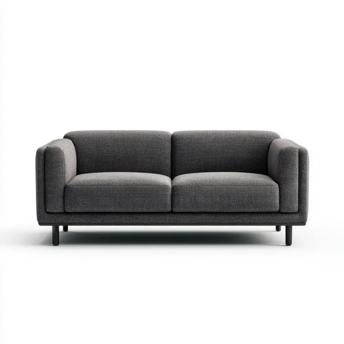 Dwuosobowa sofa z tapicerką poliestrową, szaro-czarna, 180 × 85 × 80 cm