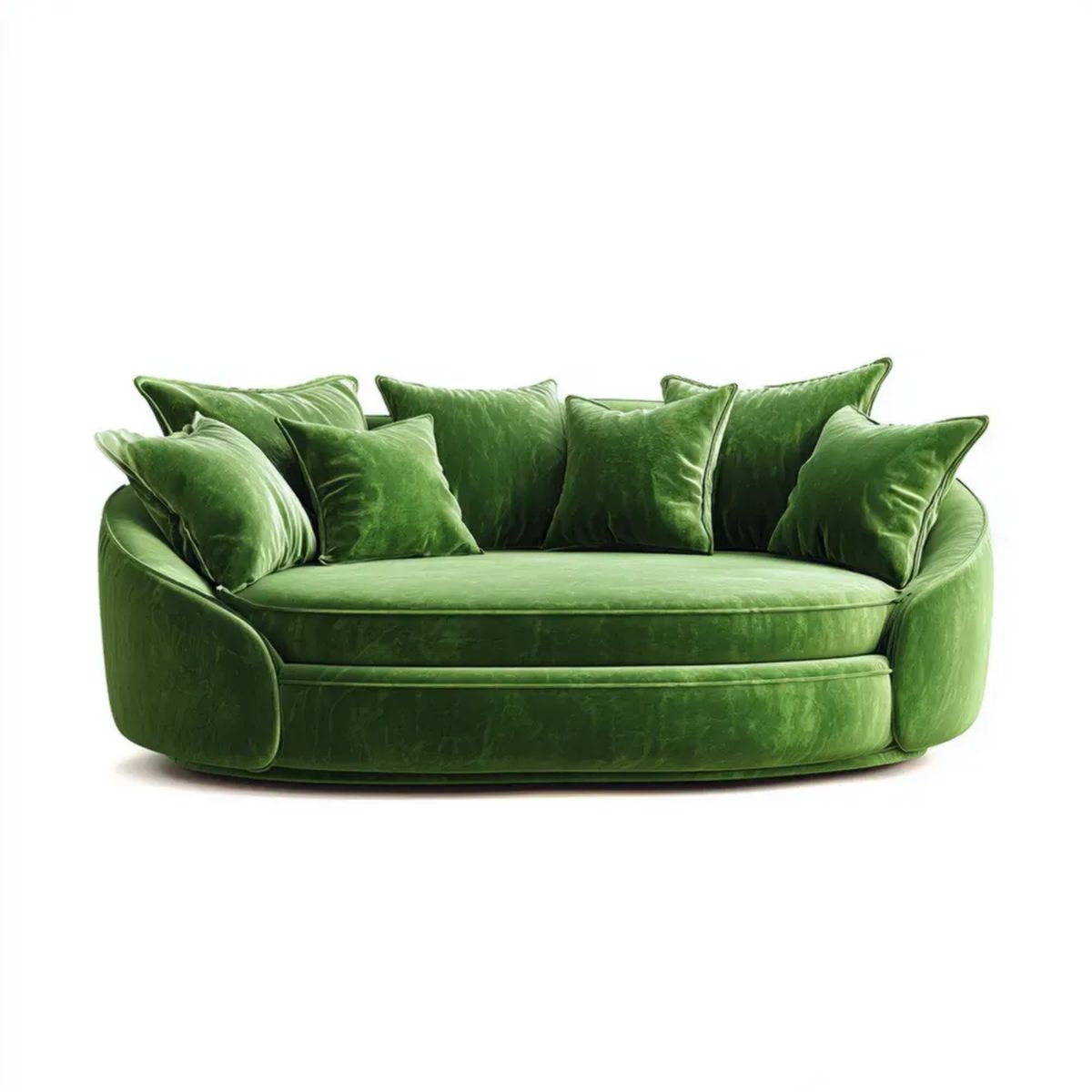 Dwuosobowa sofa owalna z aksamitu poliestrowego, zielona, 210 x 110 x 78 cm