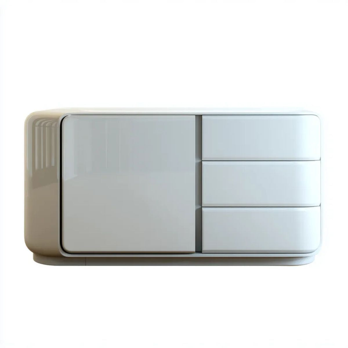 Komoda MDF z 1 drzwiami i 3 szufladami, jasnoszaro-kremowa, 160 x 45 x 80 cm