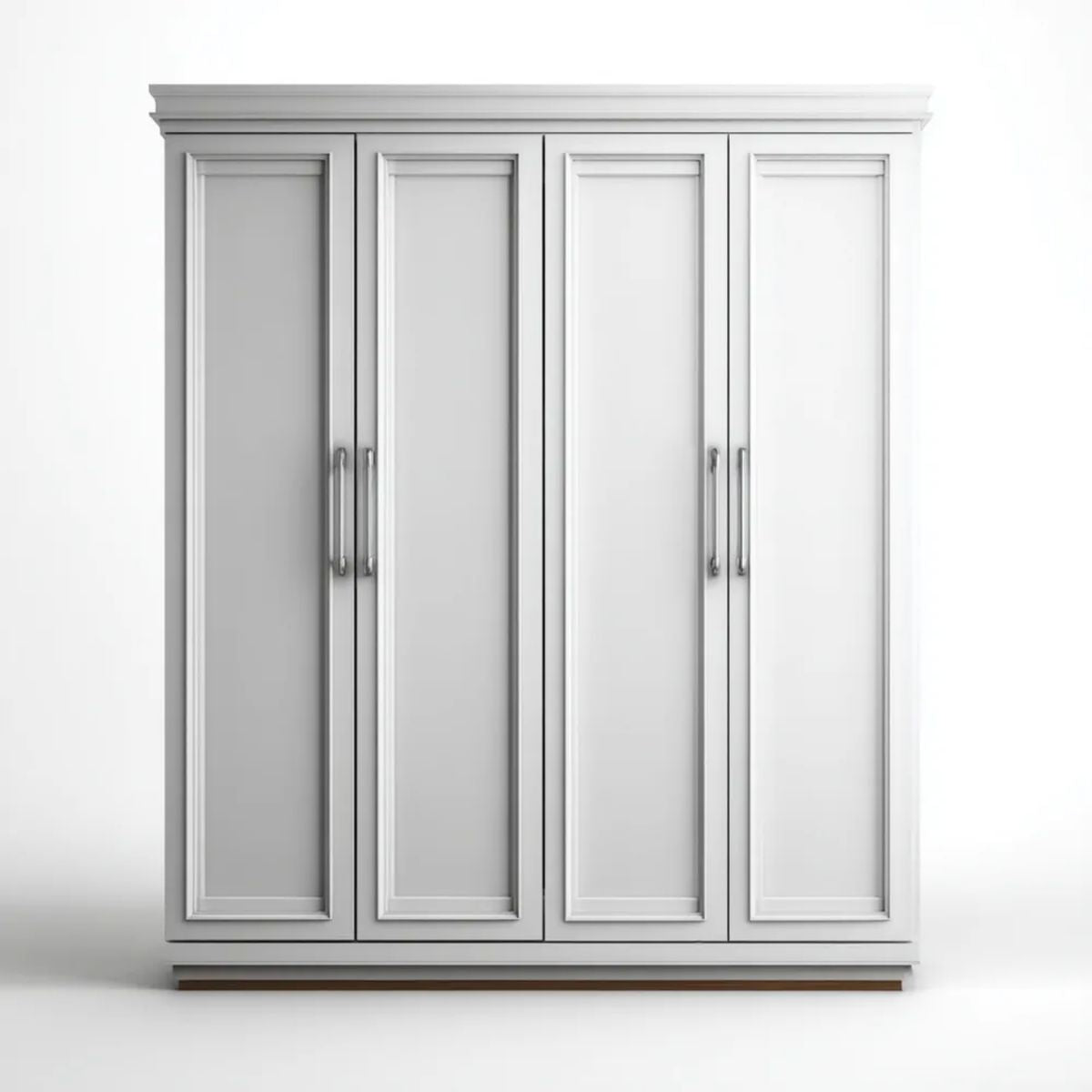 Biała czterodrzwiowa szafa z płyty MDF 200 × 60 × 220 cm