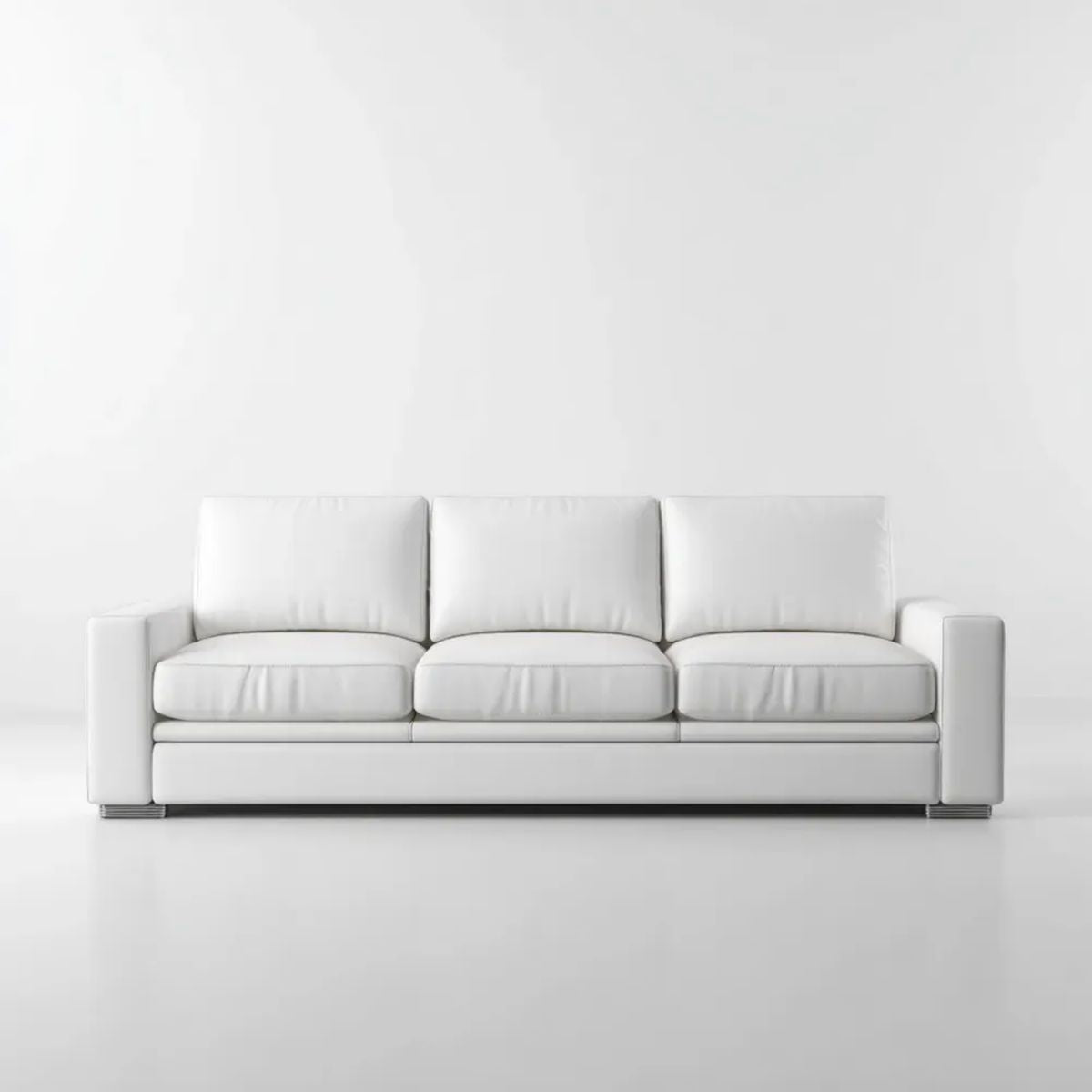 Biała sofa trzyosobowa ze skóry syntetycznej PU, 220 x 95 x 85 cm