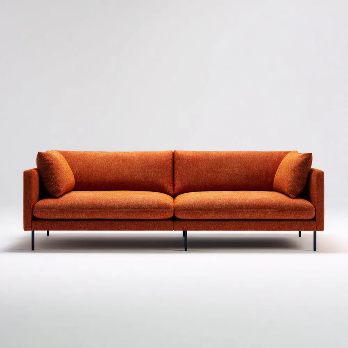Trzyosobowa sofa z tapicerką poliestrową, rdzawa/czarna, 220 × 90 × 82 cm