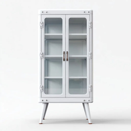 Metalowa witryna biała ze szkłem hartowanym 80 × 40 × 180 cm