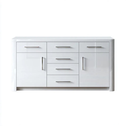 Biała komoda z płyt MDF 160 x 40 x 90 cm z 2 drzwiami i 6 szufladami