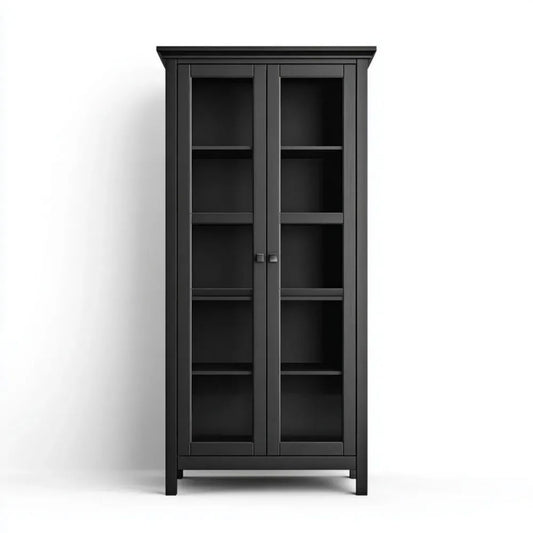 Czarna witryna szklana z MDF 80 x 40 x 180 cm