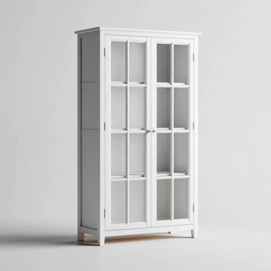 Biała witryna szklana z drewna sosnowego 90 × 37 × 197 cm