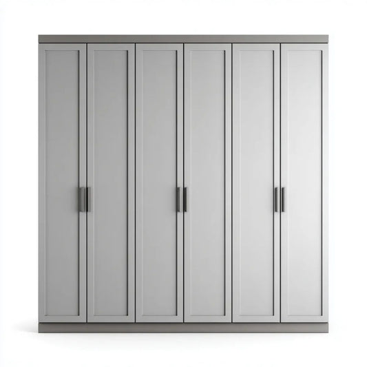 Szara szafa sześciodrzwiowa z płyty MDF 240 × 60 × 220 cm