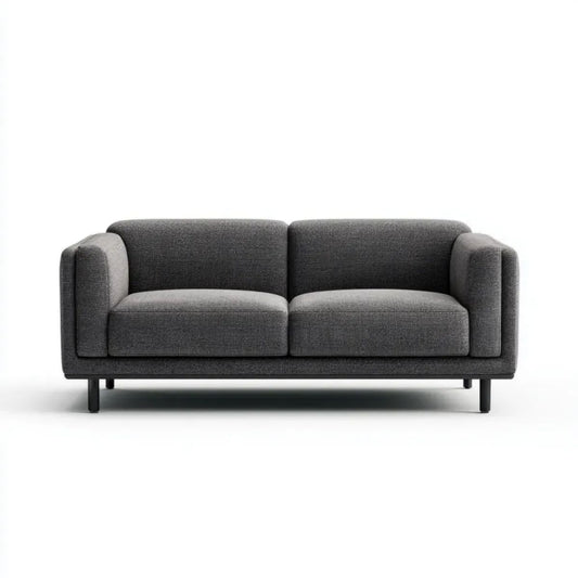 Dwuosobowa sofa z tapicerką poliestrową, szaro-czarna, 180 × 85 × 80 cm