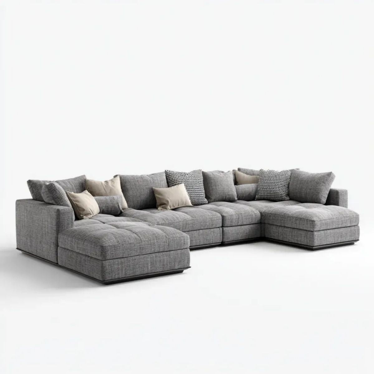 Modułowa sofa tkaninowa w kształcie U, szara, 360 × 220 × 85 cm