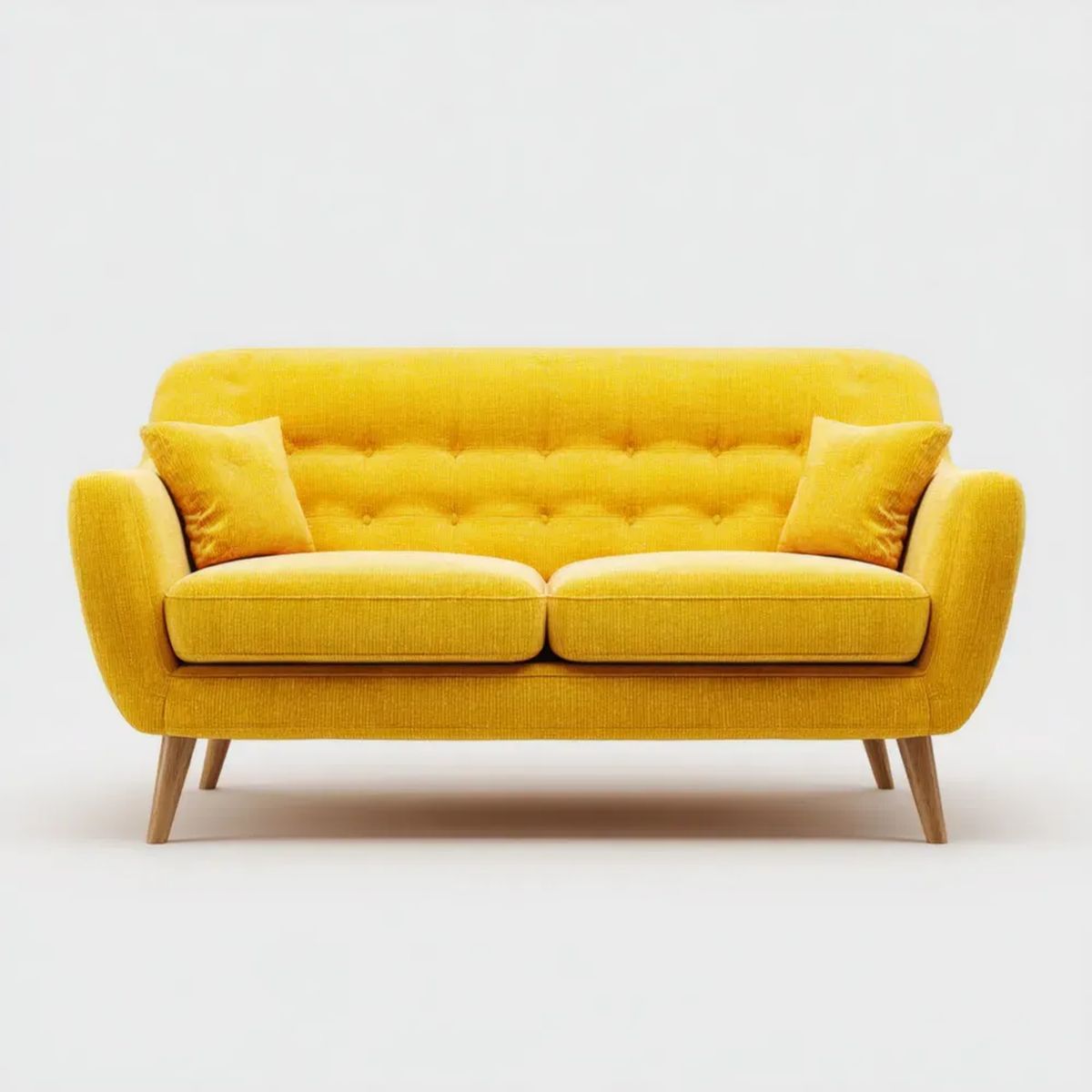 Żółta sofa dwuosobowa z tapicerką poliestrową, 180 × 85 × 90 cm