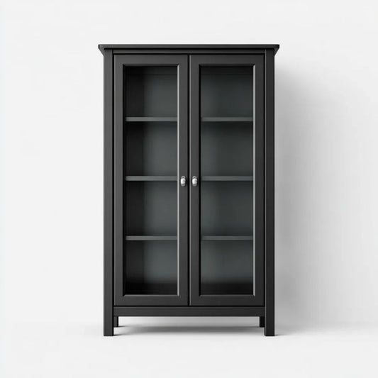 Czarna witryna szklana z płyty MDF 90 x 40 x 180 cm