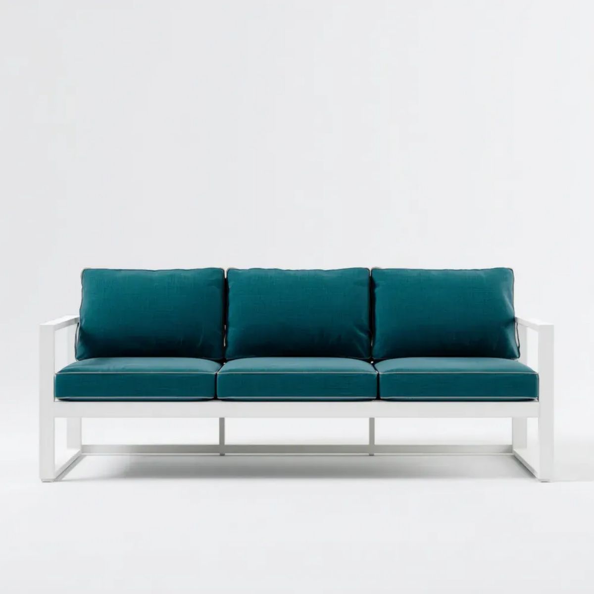 Trzyosobowa sofa ogrodowa z aluminium i poliestru, biało-turkusowa, 200 x 75 x 70 cm