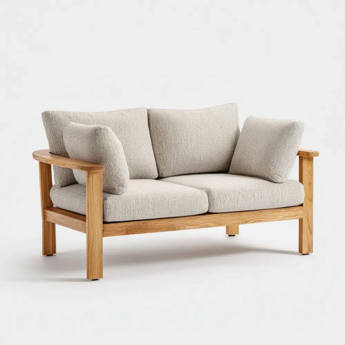 Dwuosobowa sofa ogrodowa z litego drewna tekowego, beżowa/naturalna, 145 × 75 × 78 cm