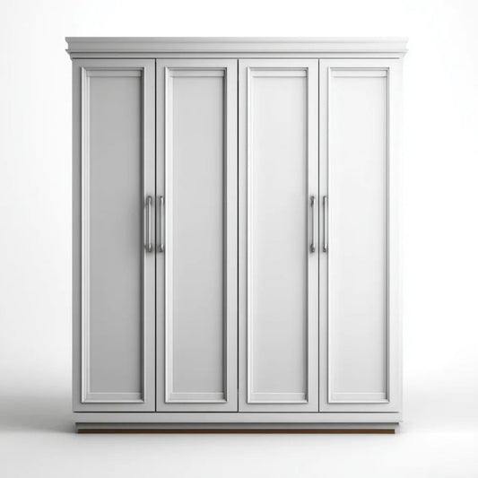 Biała czterodrzwiowa szafa z płyty MDF 200 × 60 × 220 cm