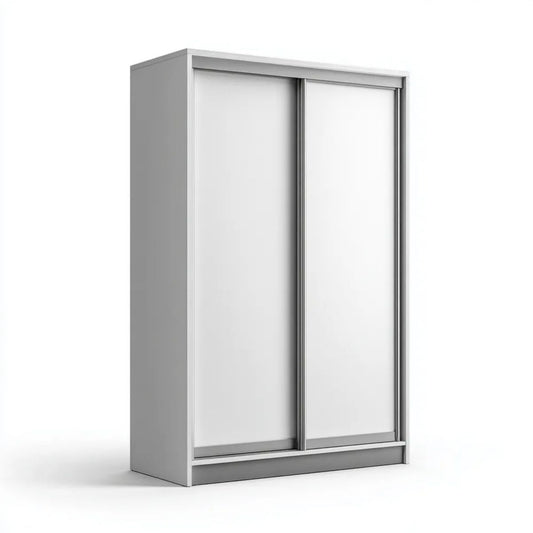 Biała szafa przesuwna z płyty wiórowej laminowanej 120 × 60 × 200 cm, 2 drzwi
