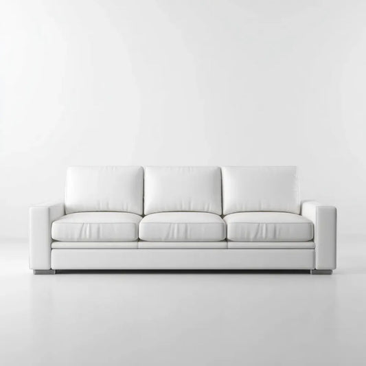 Biała sofa trzyosobowa ze skóry syntetycznej PU, 220 x 95 x 85 cm