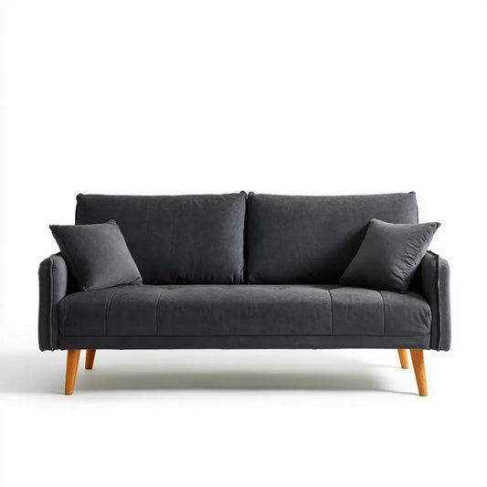 Dwuosobowa sofa grafitowa z tapicerką poliestrową, 170 x 85 x 85 cm