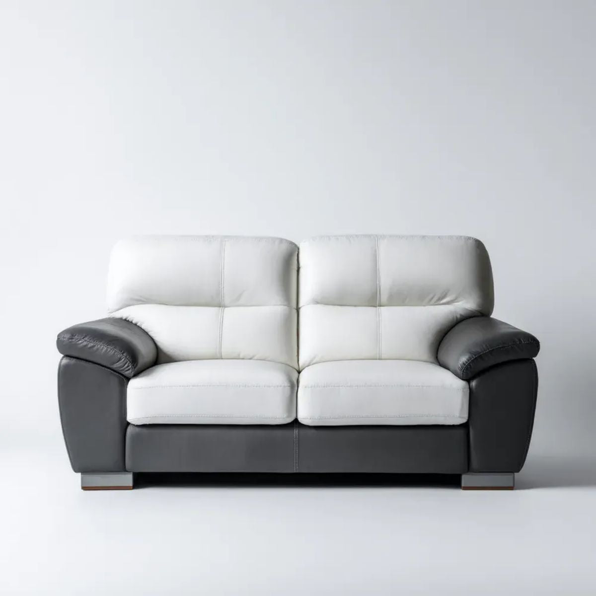 Dwuosobowa sofa z tapicerką PU biało-czarna 160 x 90 x 95 cm