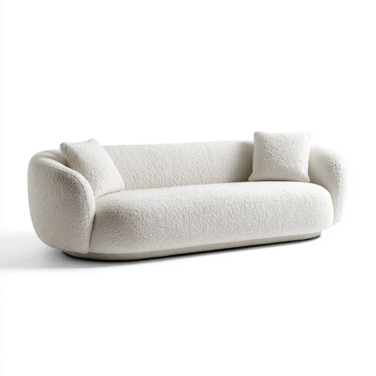 Kremowa sofa 3-osobowa z tapicerką bouclé 220 x 95 x 75 cm, zaokrąglona