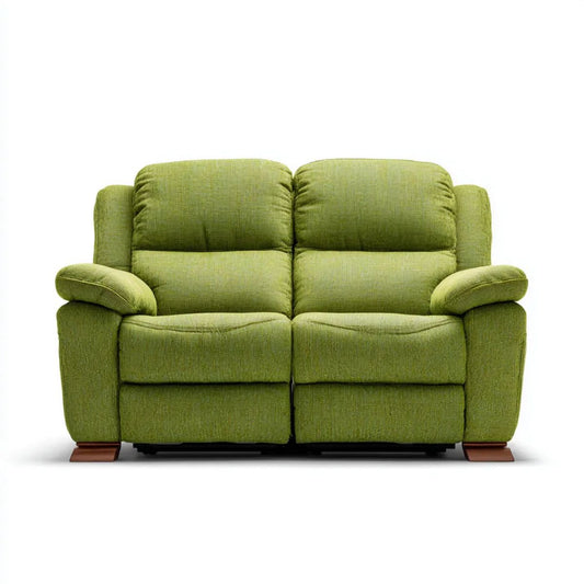 Sofa dwuosobowa z funkcją relaks, zielona tapicerka poliestrowa, 150 x 95 x 102 cm