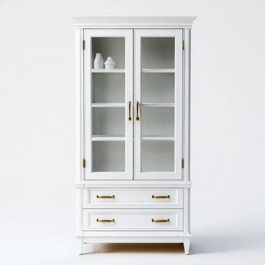 Biała witryna z MDF i szkła hartowanego 100 × 45 × 200 cm
